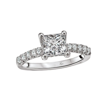 Glemera Bandora 14K White Gold Princess Cut Diamond Semi-Mount Engagement Ring