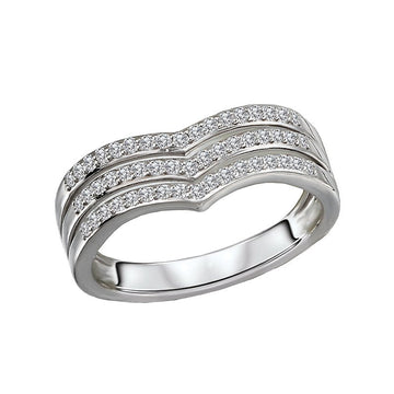 Luxora Classic 14K White Gold Diamond V-Ring (D 1/3 Carat Total Weight)