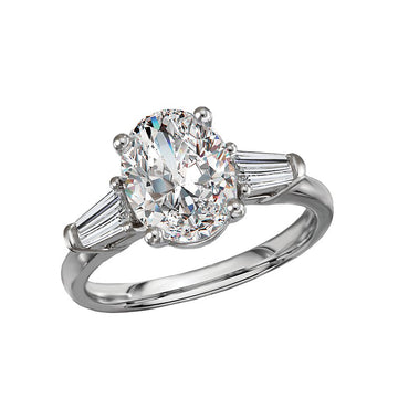 14K White Gold 3-Stone Oval Lab Grown Diamond Engagement Ring
