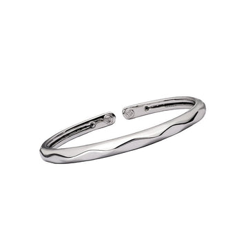 Luxora 14kt Gold Faceted Cuff Bracelet - Italian Hollow White Gold