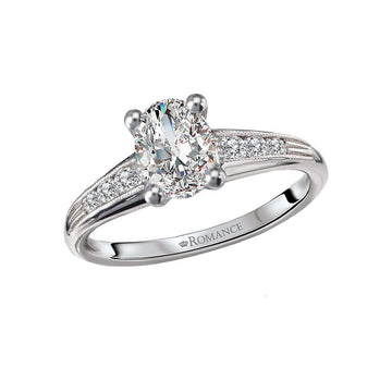 Orbelle Diamond Semi-Mount Engagement Ring | Bandora 14K White Gold Oval Cut