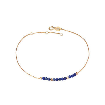 Luxora Italian 14kt Gold & Lapis Chain Bracelet - Adjustable 6.5 to 7.5 inches