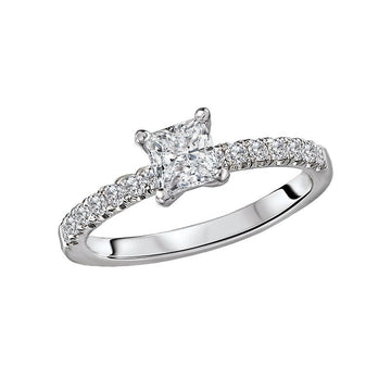Glemera Diamond Princess Cut Semi-Mount Engagement Ring in 14K White Gold