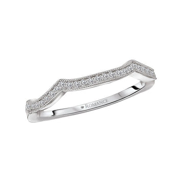 Orbelle Curved Wedding Band 14K White Gold with Scalloped Diamond Detail