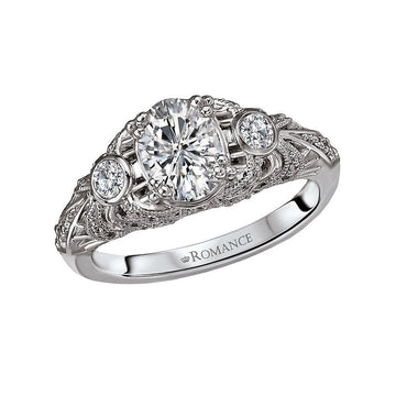 Vintage Orbelle 18K White Gold Semi-Mount Diamond Ring