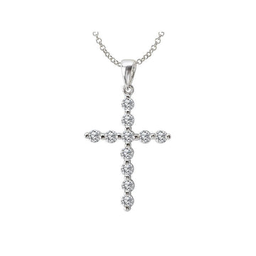 Luxora Diamond Cross Necklace in 14K White Gold with Round Diamonds