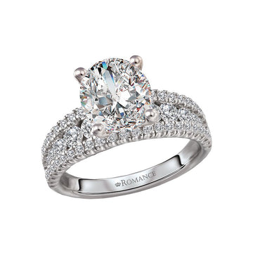 Orbelle 14K White Gold Split Row Oval Diamond Semi-Mount Engagement Ring