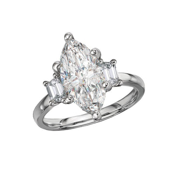 14K White Gold Marquise Semi-Mount Lab Grown Diamond Engagement Ring