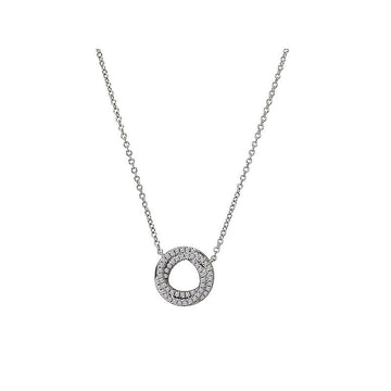 Luxora 14K White Gold Diamond Circle Pendant Necklace