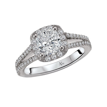 Glemera Halo Diamond Ring Semi-Mount in 14K White Gold