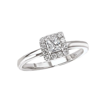 Glemera Petite Halo Diamond Ring in 14K White Gold