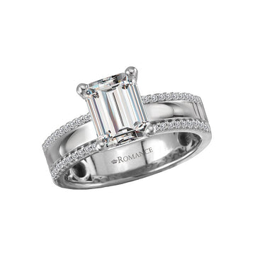 Orbelle Wide Band Semi-Mount Diamond Engagement Ring - Bandora 14K White Gold