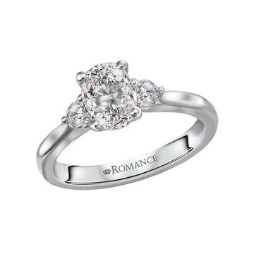 Orbelle 3 Stone Oval Diamond Engagement Ring Semi-Mount 18K White and Yellow Gold