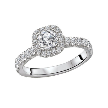 Glemera Halo Semi-Mount Engagement Ring in 14K White Gold with Diamonds