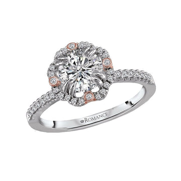 Orbelle Halo Semi-Mount Diamond Ring in 14kt White and Rose Gold