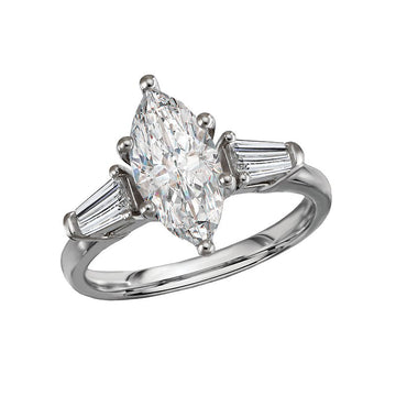 Chic 14K White Gold Marquise Lab Grown Diamond Engagement Ring
