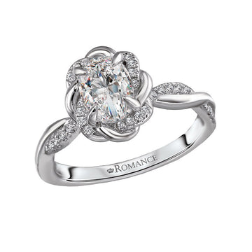 Orbelle Halo Semi-Mount Diamond Ring | 14K White Gold Oval Center