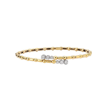 Luxora Diamond Flex Cuff Bracelet - 14kt Yellow Gold with 3/8 Carat White Diamond Accents