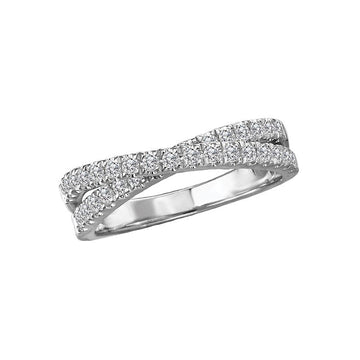 Luxora Classic 14K White Gold Criss-Cross Diamond Ring (D 1/2 carat total weight)