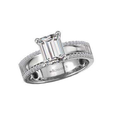 Platinum Wide Band Diamond Engagement Ring - Orbelle Collection