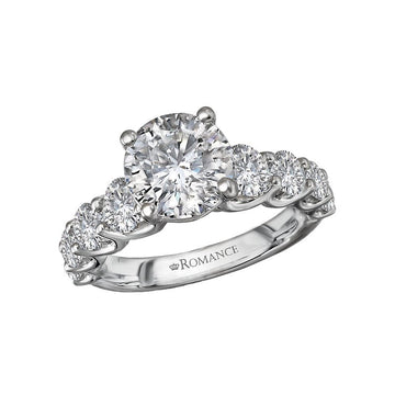 Orbelle Lab Grown Diamond Band Semi-Mount Engagement Ring - Bandora 14K White Gold Round Cut 8.2mm