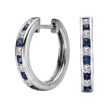 Luxora White Gold Diamond and Sapphire Hoop Earrings