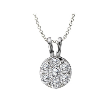Luxora Ladies Diamond Cluster Necklace in 14K White Gold