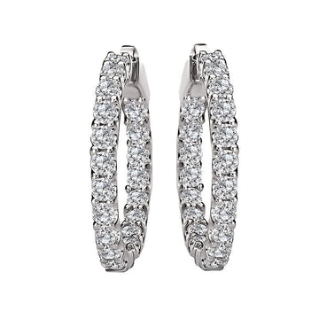 Luxora 14K White Gold Diamond Classic Hoop Earrings