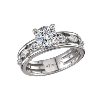Orbelle Three Row Semi-Mount Diamond Engagement Ring in 14K White Gold