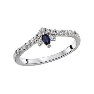 Luxora Diamond Nesting Wedding Band - 14K White Gold with Marquise Sapphire and Round Diamonds