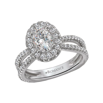 Orbelle Halo Oval Diamond Ring in 14K White Gold