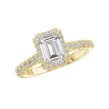 18K Yellow Gold Halo Diamond Orbelle Engagement Ring