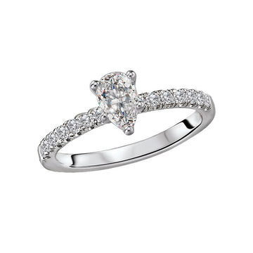 Glemera Diamond Solitaire Engagement Ring in 14K White Gold with Pear Shaped Center Diamond