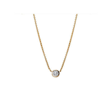 Luxora 14K Yellow Gold Diamond Round Necklace - Adjustable Lariat Style
