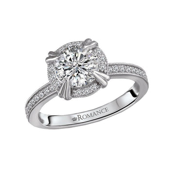 Orbelle Halo Semi-Mount Diamond Ring | 18K White Gold