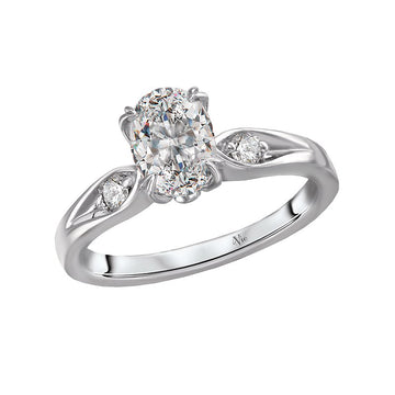 Glemera Bandora 14K White Gold Oval Diamond Semi-Mount Engagement Ring