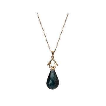Luxora London Blue Topaz Pear Necklace in 14K Yellow Gold