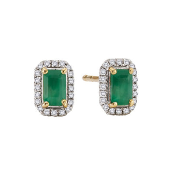 Luxora 14K Yellow Gold Diamond and Emerald Sapphire Fashion Earrings