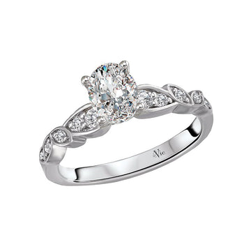 Glemera Bandora Semi-Mount Diamond Engagement Ring in 14K White Gold