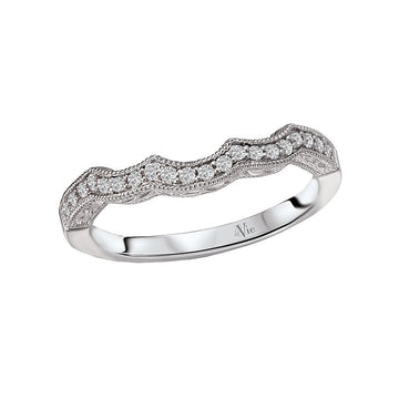 Glemera Curved Matching Wedding Band in 14K White Gold with 1/8 Carat White Diamond