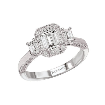 Orbelle 14K White Gold Diamond Halo Engagement Ring Semi-Mount