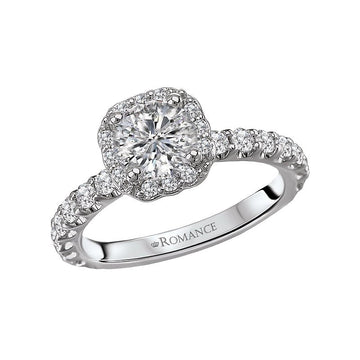 Orbelle Halo Diamond Engagement Ring in 18K White Gold