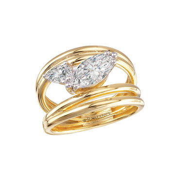 Orbelle 14K Yellow Gold Double Split Shank Diamond Engagement Ring