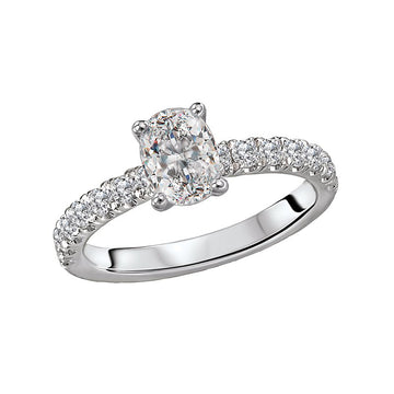 Glemera Oval Diamond Engagement Ring in 14K White Gold