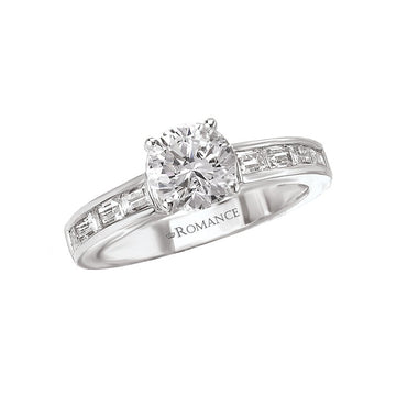 Orbelle 14K White Gold Baguette Diamond Semi-Mount Engagement Ring