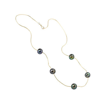 Luxora 14K Yellow Gold Black Freshwater Pearl Necklace