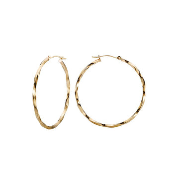 Luxora 14K Yellow Gold Twisted Round Hoop Earrings 40x2mm