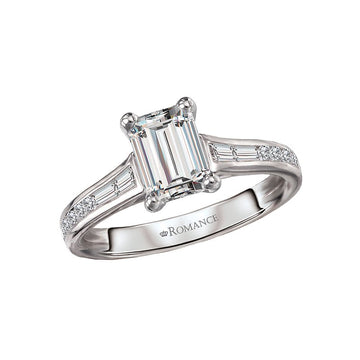 Orbelle Diamond Hidden Halo Engagement Ring | 14K White Gold Emerald Cut