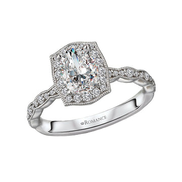 Orbelle Halo Semi-Mount Lab Grown Diamond Ring in 18K White Gold