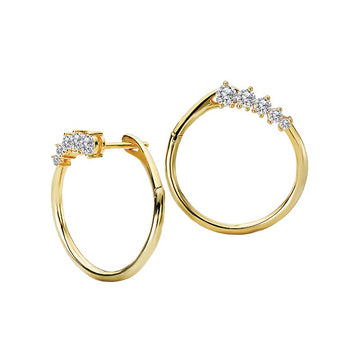 Luxora 14K Yellow Gold Hoop Diamond Earrings - Chic Fashion Jewelry